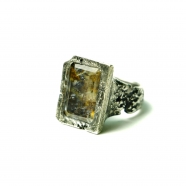 Bague cadre rectangle Quartz à inclusions
