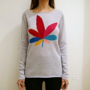 Pull feuille gris clair-192-041010-Allude-femme-boutique-strasbourg-france-online