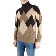 Pull col roulé patch camel choco