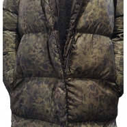 Doudoune longue imprimé feuillage vert noir